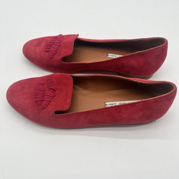 Red Suede Flats with Lip Embroidery‎ from & Other Stories Women's Size 40 - Picture 4 of 16